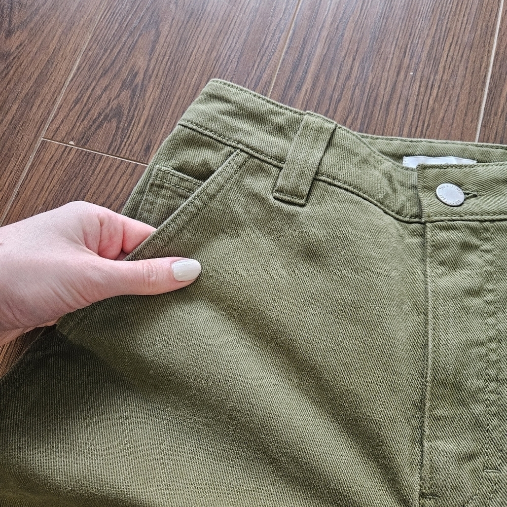 Aritzia TNA Greenwich Pant High-Waisted Carpenter Twill Olive Green Pants Size 2 - Picture 5 of 13